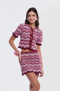 Sisa Wavy Burgundy Skirt