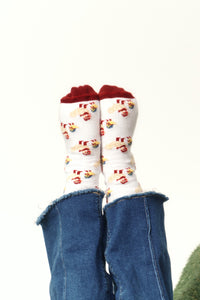 Little Chick Burgundy Socks