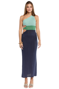Lauren Colorblock Green Dress