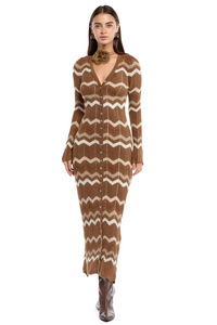 Gretta Zigzag Brown Dress
