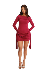 Tini Burgundy Dress Vista Frontal 1