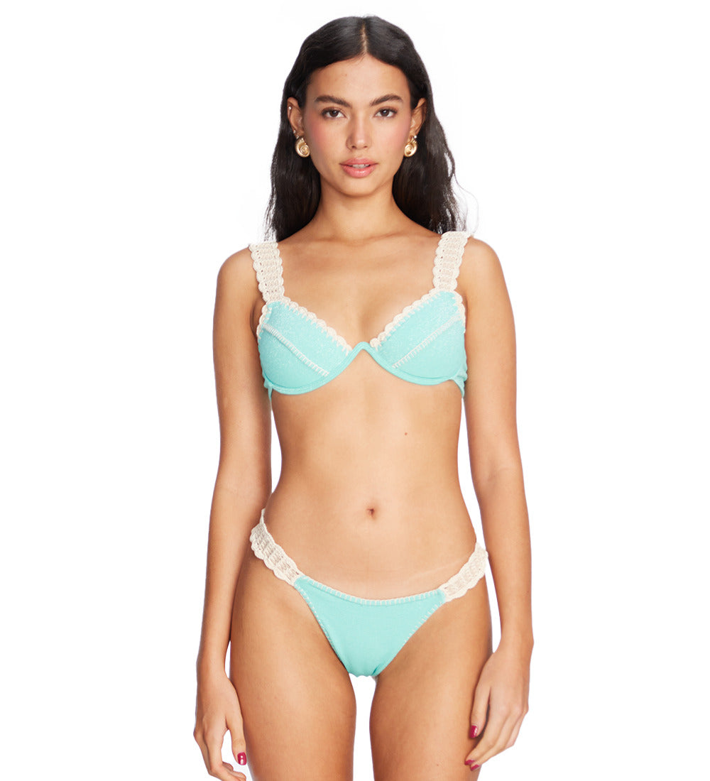 Alessia Mint with Crochet Bikini Bottom