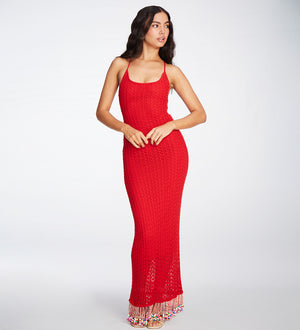 Ali Beads Knitted Red Dress