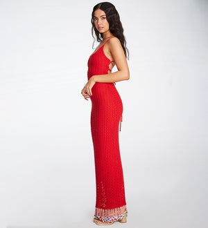 Ali Beads Knitted Red Dress