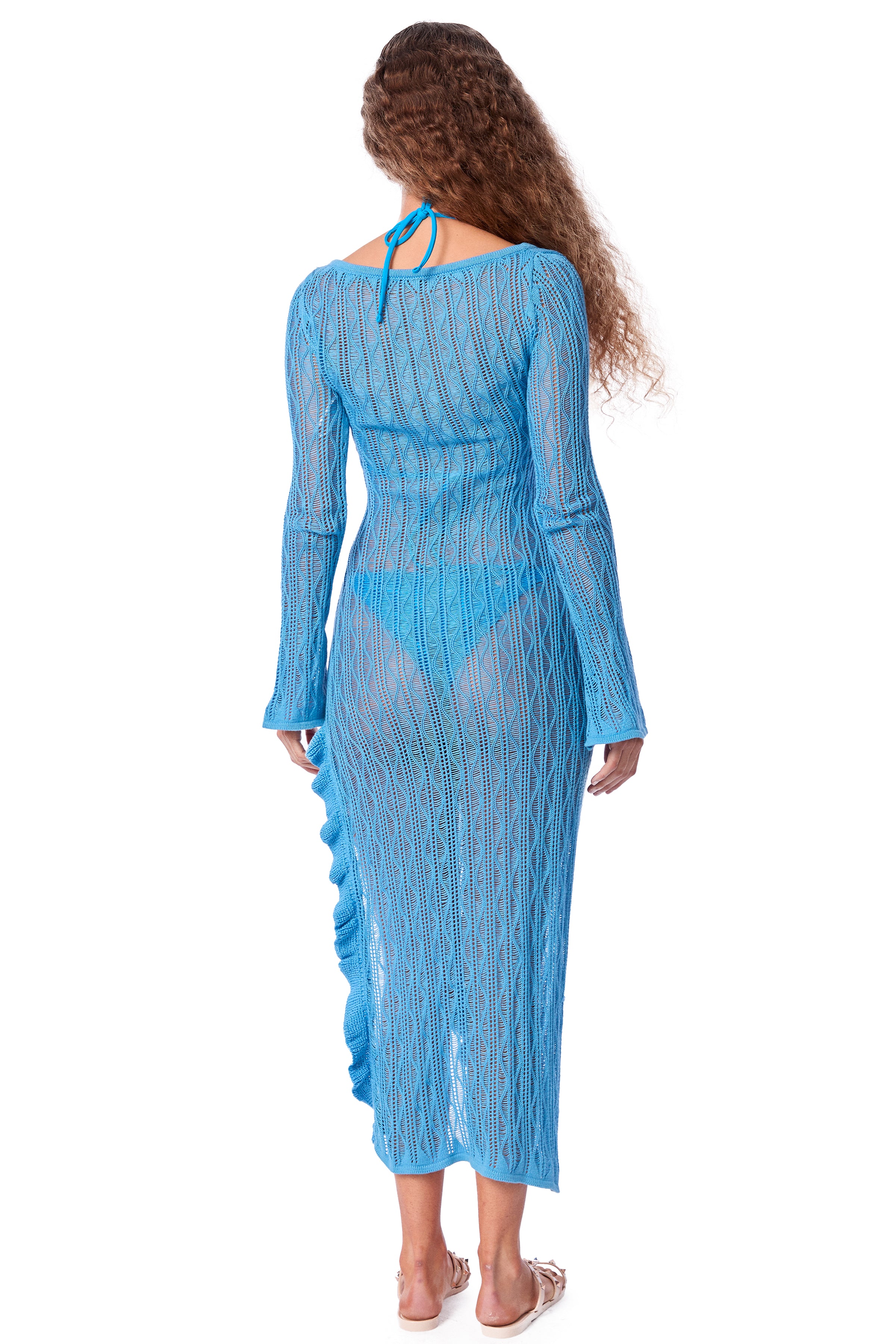 Brenda Blue Wavy Maxi Dress