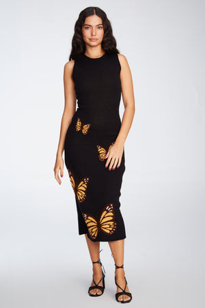 Sienna Black Butterfly Dress