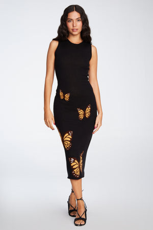 Sienna Black Butterfly Dress